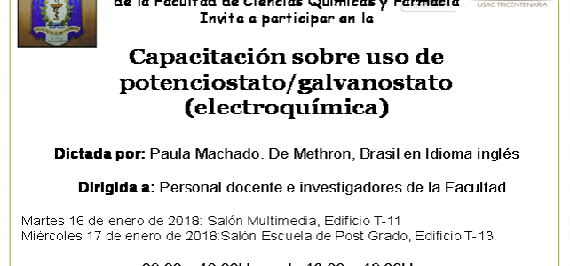 16 y 17.01.2018 Capacitación sobre uso de potenciostato/galvanostato (electroquímica)